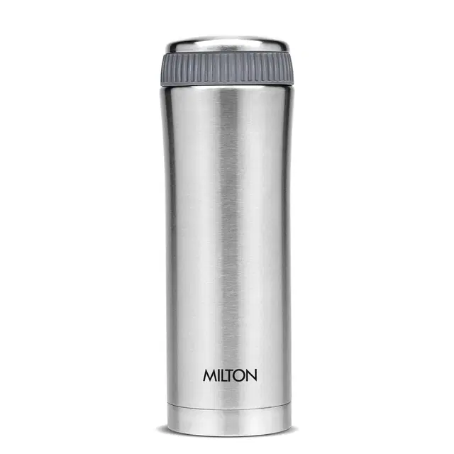Milton Optima 500 Thermosteel Hot and Cold Flask, 450ml, Silver | ISI Certified | Vacuum Insulated | Rust Proof | Leak Proof | Tea | Coffee | Juice Silver