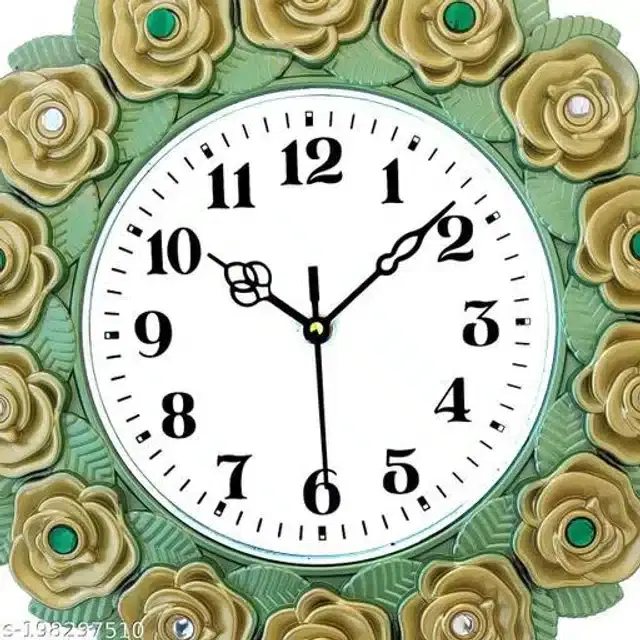 Round Analog Wall Clock, Green, 30x30 cm