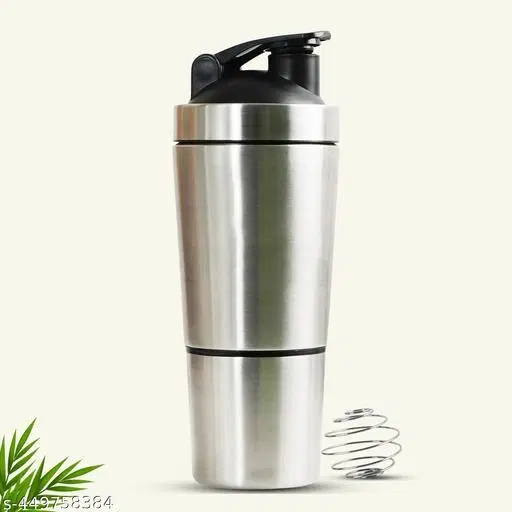 AMAZE WEAL Stainless Steel Protein Shaker, Silver, 750 ml