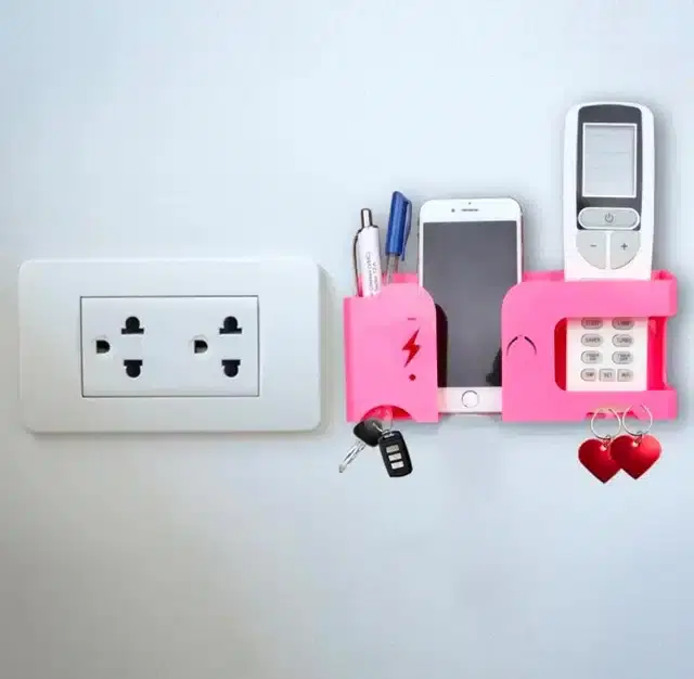 ABS Plastic Wall Mounted Multipurpose Mobile Holder, Pink