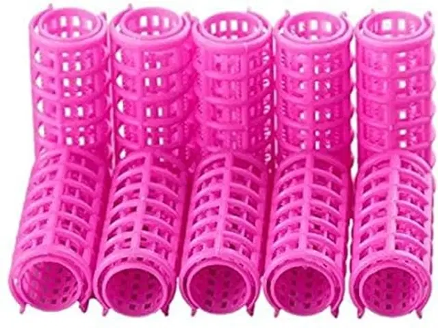 Plastic Hair Curler Rollers, Multicolor, Pack of 10
