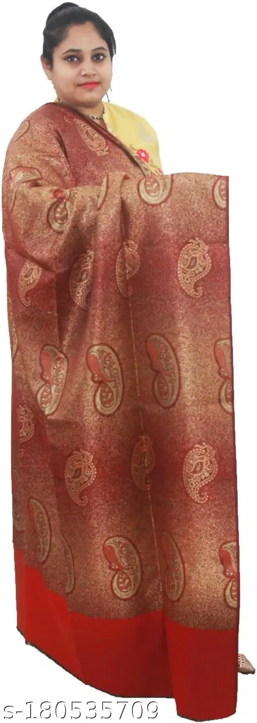 Kavim Red Polyester Wool Blend Applique Shawl for Women (Red, Free Size)