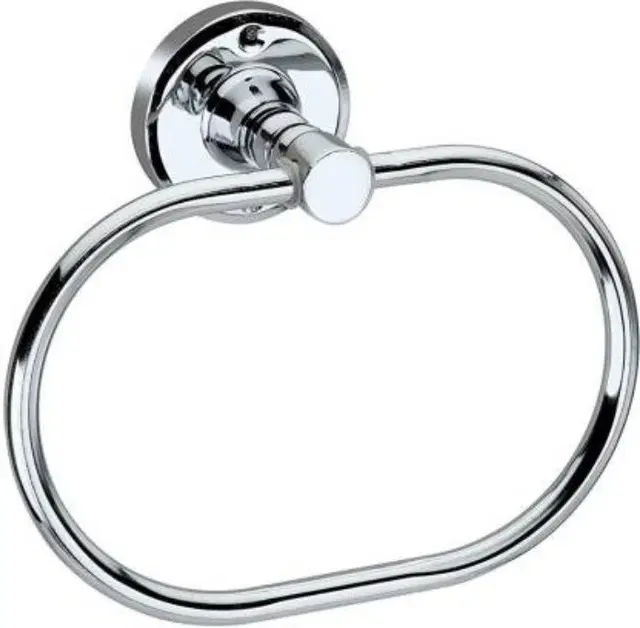 Stainless Steel Multipurpose Towel Ring with Wall Flange, Silver, Set of 1