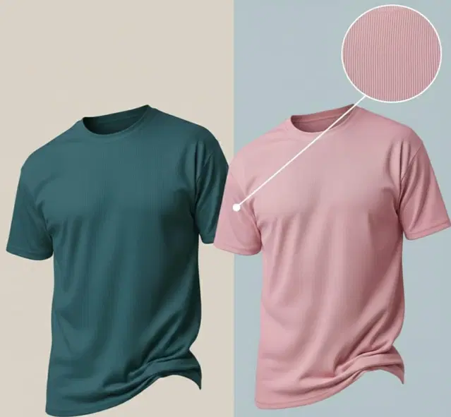 Polyester Round Neck T-shirt for Men, Multicolour, Pack of 2 (M)