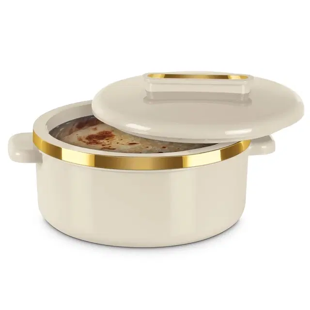 Milton Curve 2500 Inner Stainless Steel Casserole, 2.15 litres, Maroon | BPA Free | Food Grade | Easy to Carry | Easy to Store | Chapati | Roti | Ivory