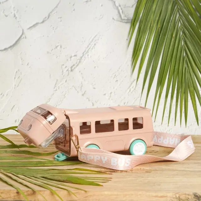 Plastic Bus Shape Sipper Bottle for Kids, Multicolor (1000 ml)