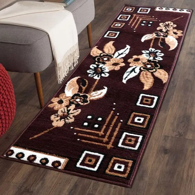 Alaqsa Traditonal Floral Bed runner 50x150cm Brown Pack of 1