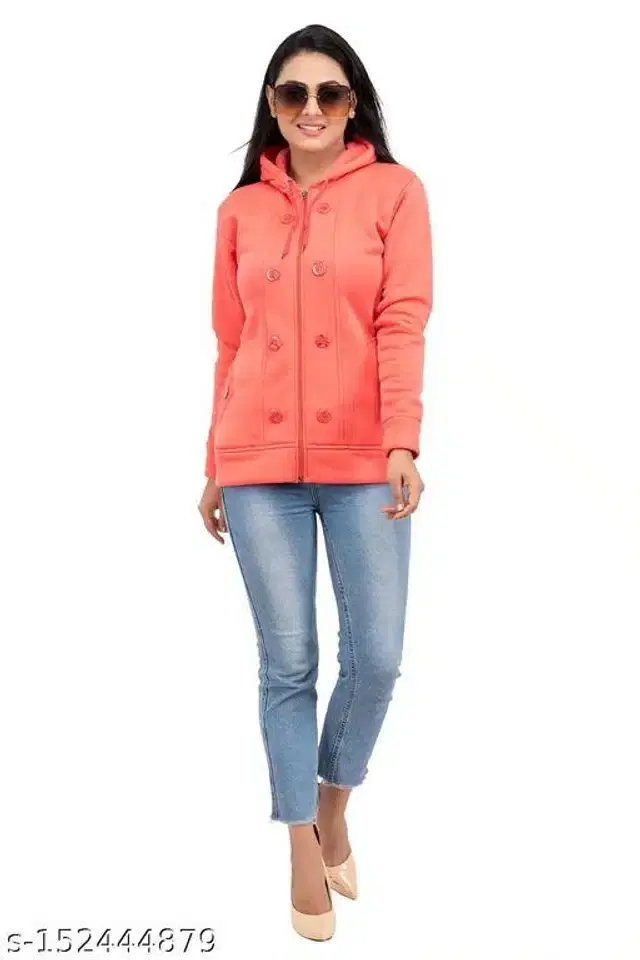 Polyester Sweater for Women (Peach, S)
