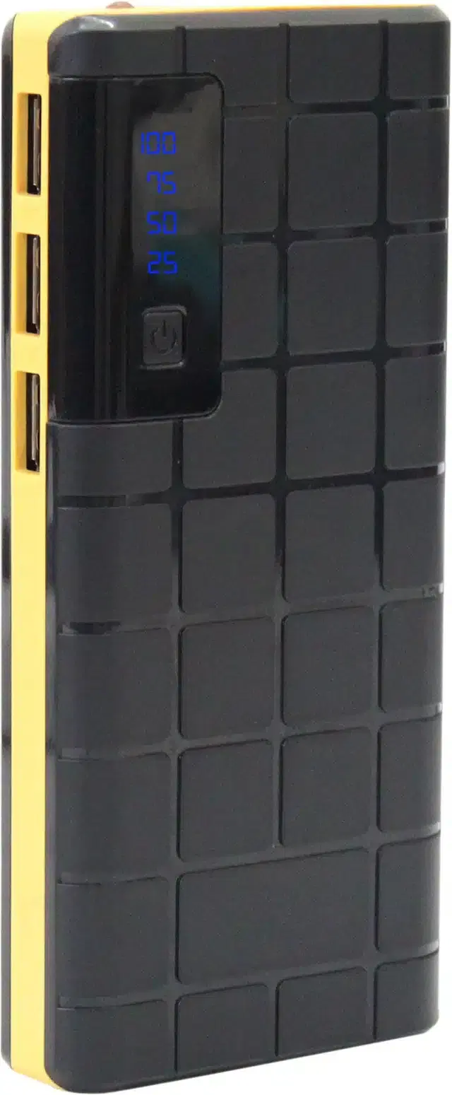 Portable Inbuilt Cables Power Bank, Yellow & Black, 20000 mah