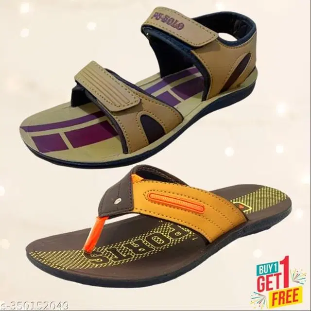 Sandal with Flipflop for Men, Pack of 2 (Multicolor, 8)