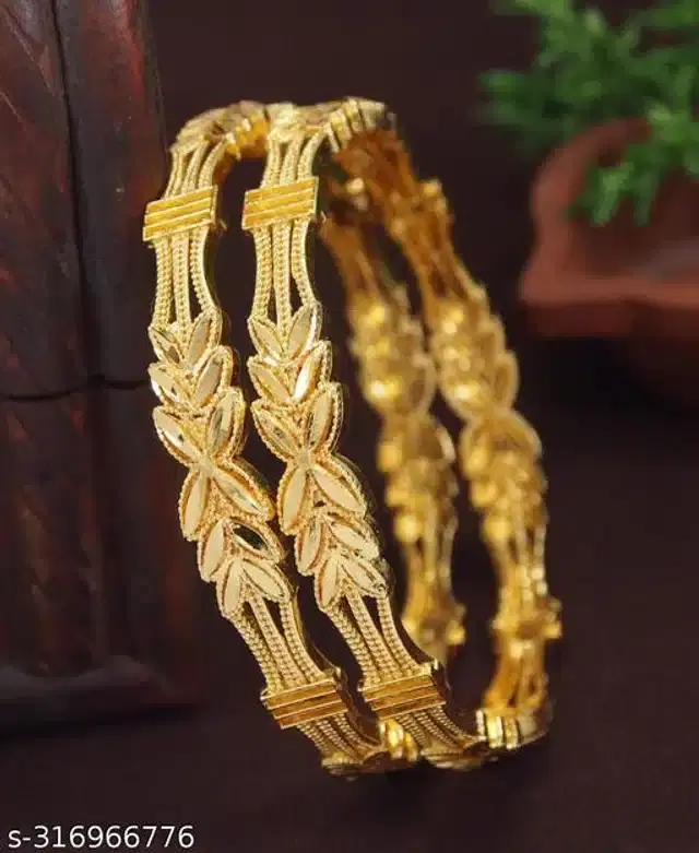 Trendy Bangles for Women (Gold, 2.4)