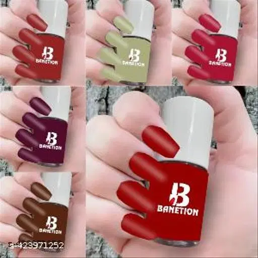 Banetion Matte Nail Polish, Multicolor, Pack of 6