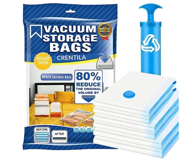 Vacuum Storage Bags, 5 Pcs with Hand Pump, Multicolor, Set of 1