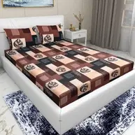Arch Fab Printed Double Bedsheet, Brown, 88x90 Inch