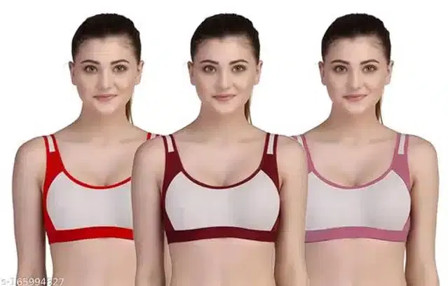 Hosiery Padded Bra for Women, Pack of 3 (Multicolor, 34B)