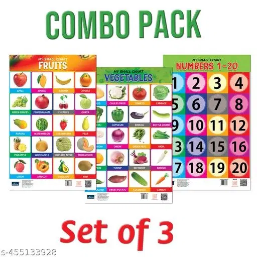 Bookford Publications My small chart Numbers, Fruits & Vegetables (Set of 3)