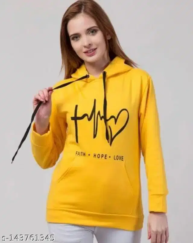 Full Sleeves Hoodie for Women (Yellow, S)