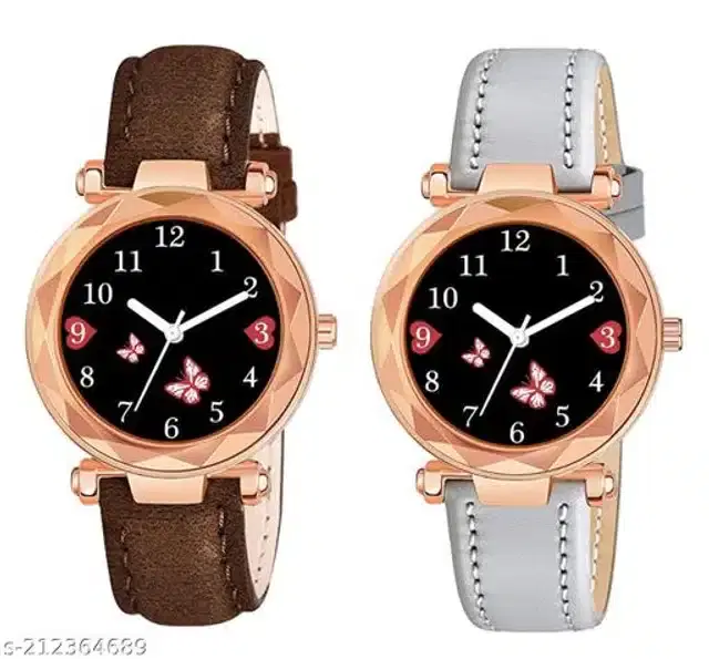 Analog Watch for Women, Pack of 2 (Multicolor)
