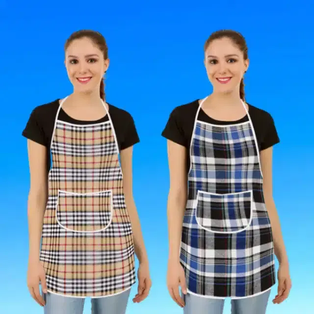 Cotton Kitchen Aprons, Multicolor, Pack of 2