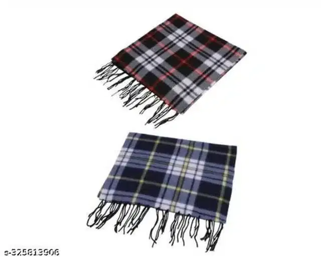 Woolen Mufflers for Unisex, Set of 2 (Multicolour)
