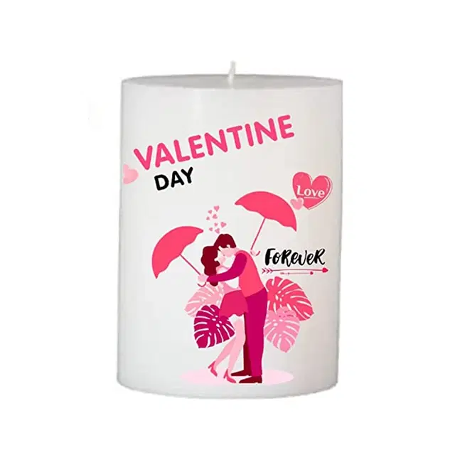Floish Decor Premium Printed Valentines Day Pillar Candle