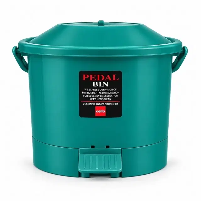 Cello Pedal Bin, 6 L, Green | Pedal-Operated Hands-Free Lid
