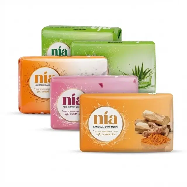 Nia Bathing Soaps 5X100 g (Assorted)