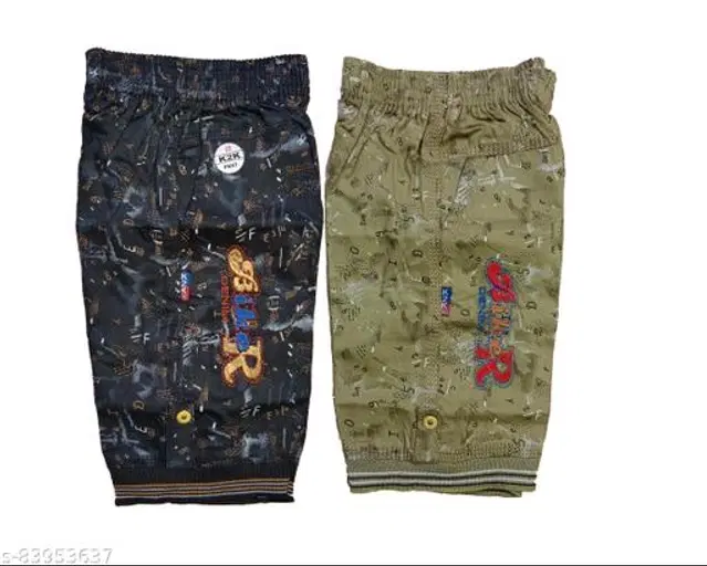 Cotton Capris for Kids, Pack of 2 (Multicolor, 4-5 Years)
