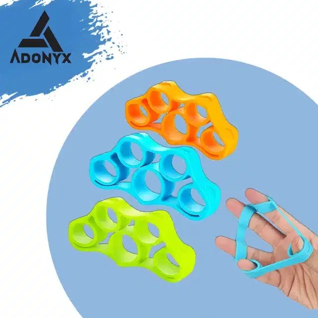 Silicone Finger Exerciser, Multicolor, Pack of 3