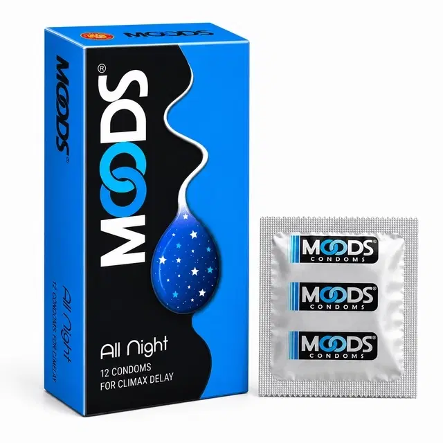 Moods All Night Climax Delay Lubricated Condom, 12 Sheets