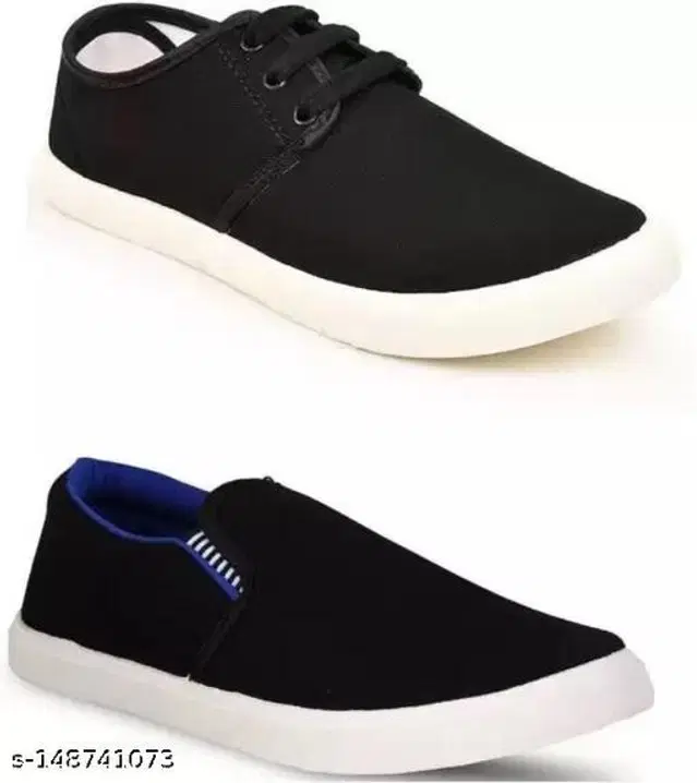 Loafers with Casual Shoes for Men, Pack of 2 (Black & Blue, 9)