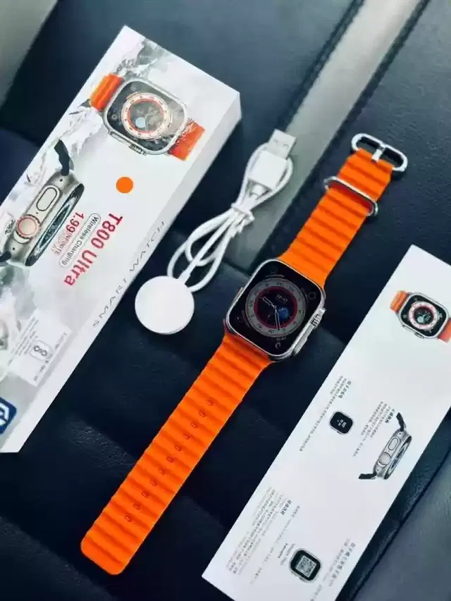 Silicone T800 Ultra Smartwatch for Men & Women, Orange
