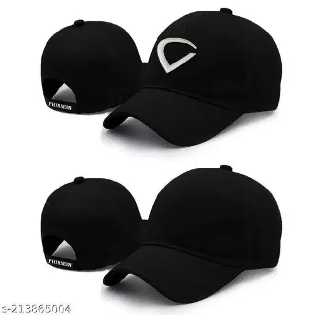 Cotton Cap for Men & Women, Pack of 2 (Black)