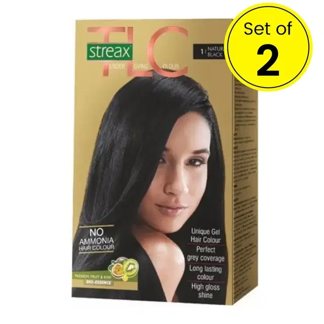 Streax Hair Colour Natural Black 1, 3X30 ml (Pack of 2)