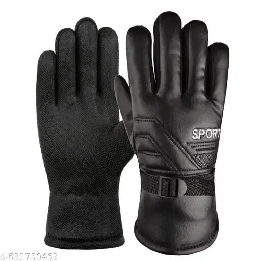 Gloves for Men (Black, Free Size)