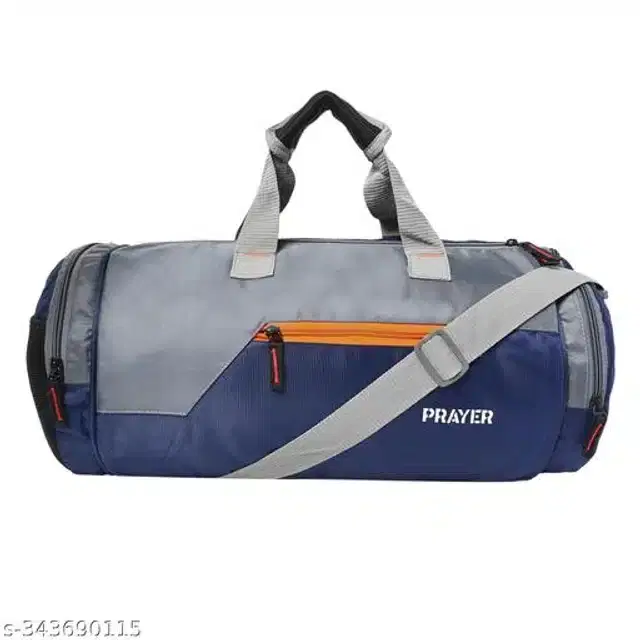 Polyester Duffel Bag, Blue & Grey