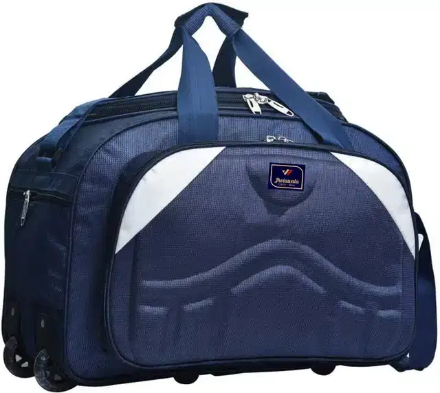 Polyester Traveling Luggage Bag with Wheels, Blue,61 L