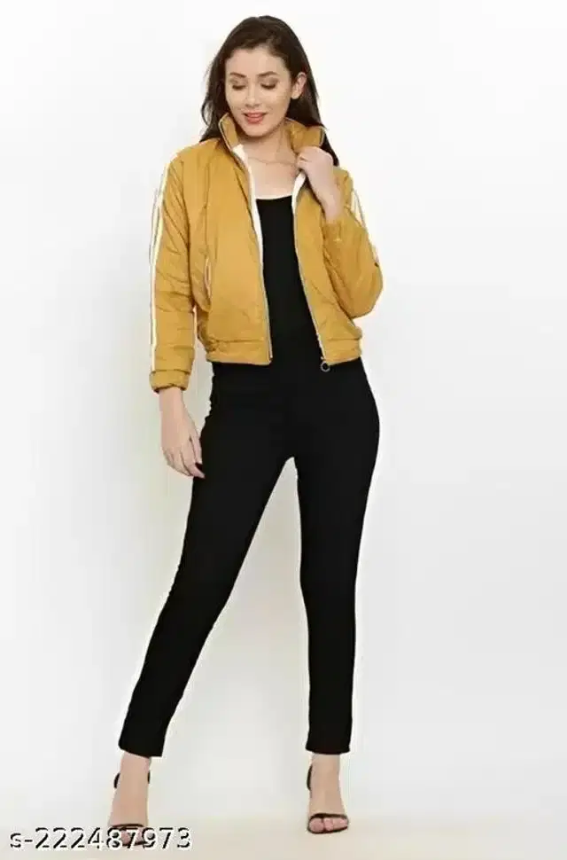 Polyester Solid Full Sleeves Jacket for Girls (Mustard, 9-10 Years)