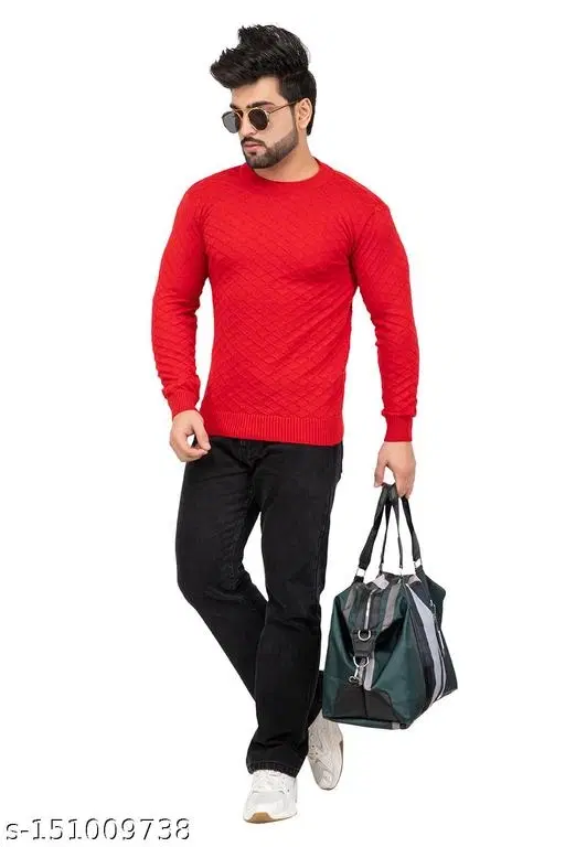 Full Sleeves Sweater for Men (Red, M)