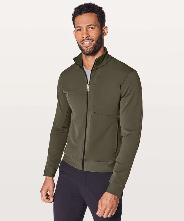 Polyester Solid High Neck Jacket for Men (Olive, S)