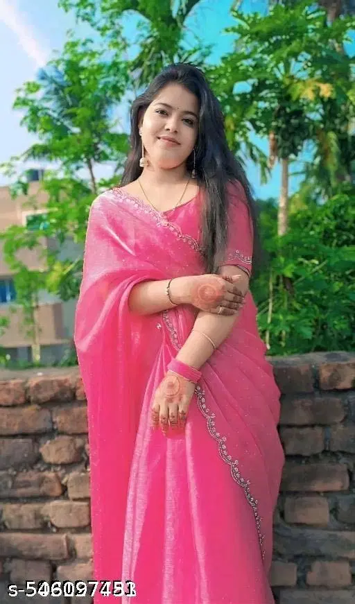 Jimmy Choo Embellished Saree For Women, Pink