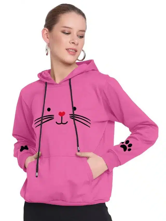 Printed Sweatshirt for Women (Pink, L)