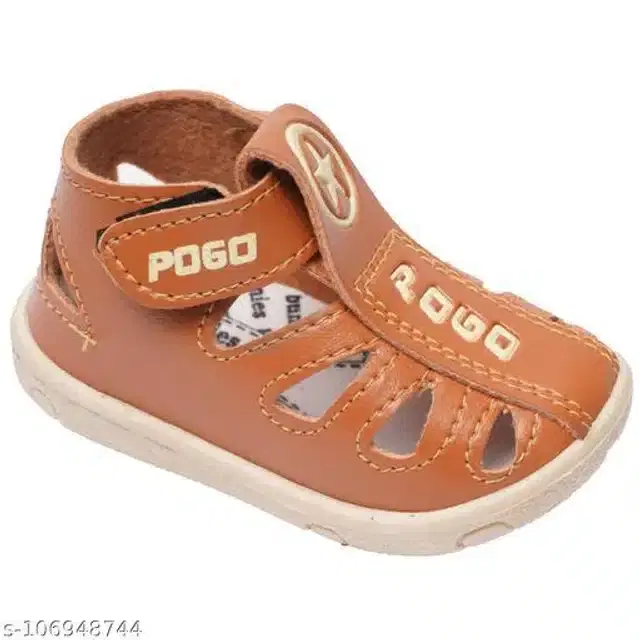 Velcro Sandals for Infants (Brown & Cream, 9-12 Months)