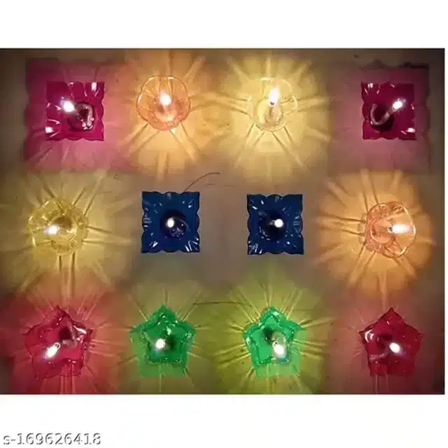 3D Diya Diwali Lights, Multicolor, Pack of 12