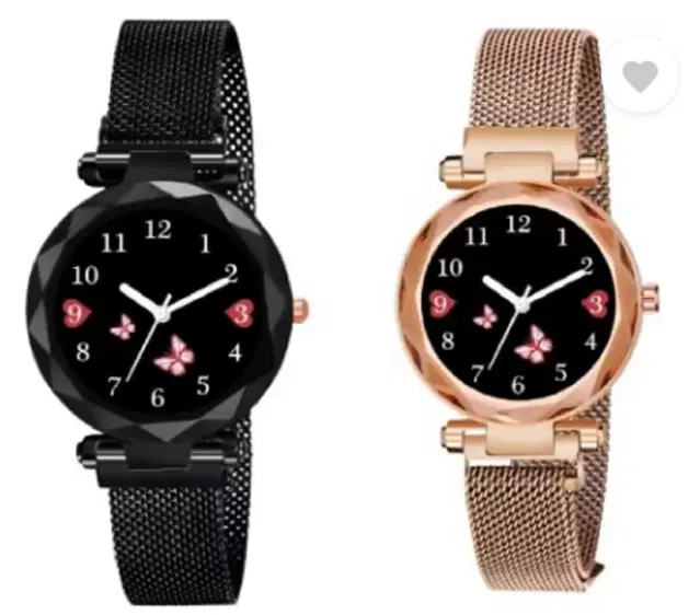 Analog Watch for Women & Girls, Pack of 2 (Multicolor)