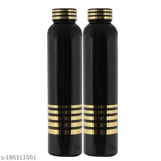 Water Bottle Set, Black, 1000 ml, Pack of 2