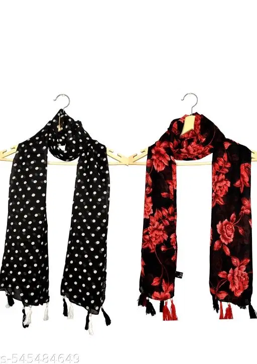 Chiffon Scarves for Women, Multicolor, Pack of 2