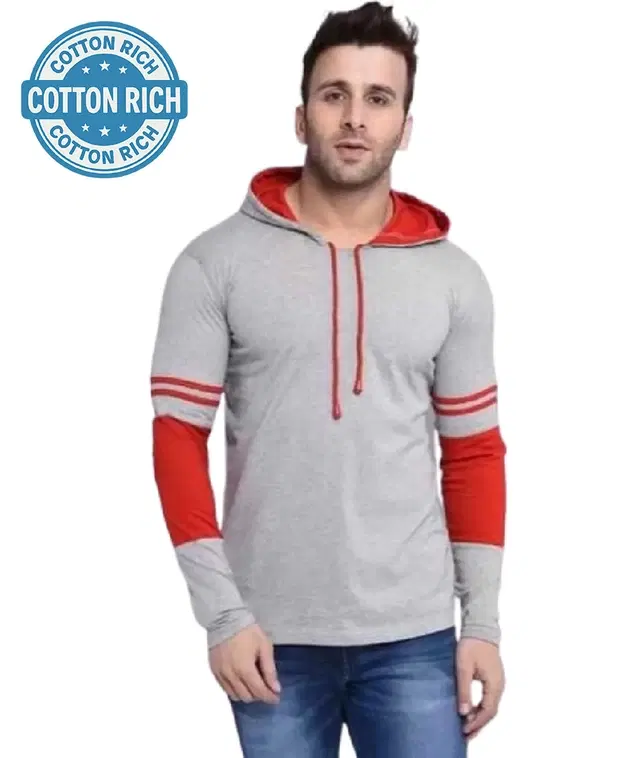 Hooded T-shirt for Men, Multicolor (L)