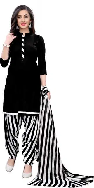 Yashika Unstitched Crepe Salwar Suit Material (Black) (Y-249)