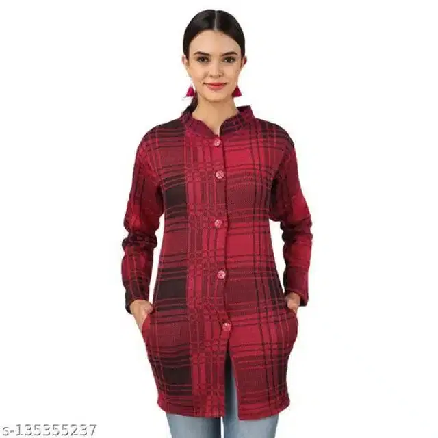 Woolen Sweater for Women (Dark Pink, M)